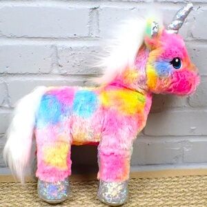 Build A Bear Plush Unicorn Tie Dye Multicolor Rainbow Glitter Stuffed Animal